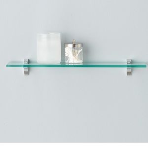 Glass shelving. Open shelving.